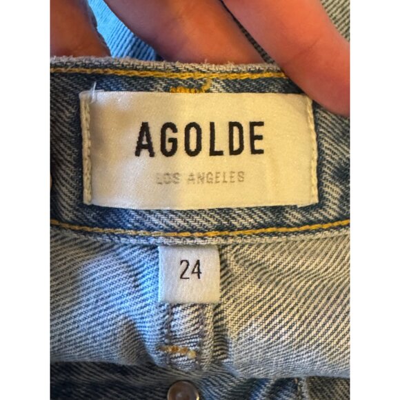Agolde Shorts Women 24 Blue Denim Distressed Vintage Cut Off Parker Jean Luxury - Picture 6 of 8